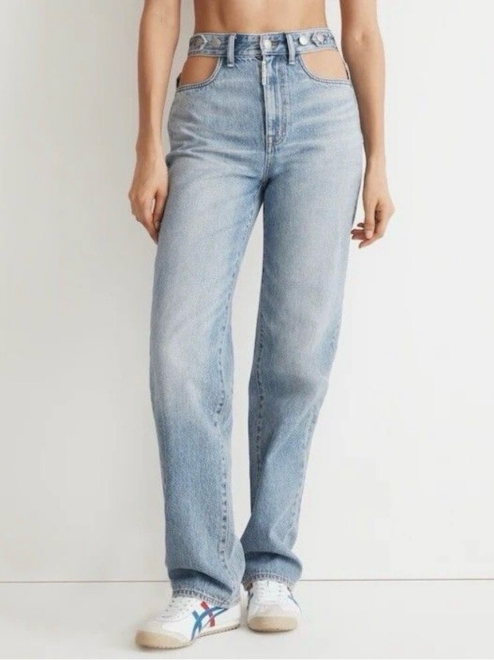 Madewell x Molly Dickson cutout baggy straight jeans 30 edgy designer denim